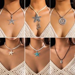 Pendant Necklaces Y2k Large Resin Starfish Necklace For Women Trendy Summer Beach Vacation Jewellery On Neck 2024 Fashion Accessories Female