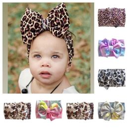 Tiedye Leopard Headbands Kids Baby Big Bow Hair Wraps Band Infant Hair Bands Elastic Wide Headband Baby Girls Boys Headwear E12041319345