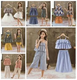 Baby Girls Clothes Big Girls INS Summer Outfits Children Lovely pattern tops Dot shorts skirts sets clothing Kids Cartoon Clothing2547234