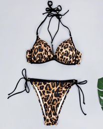 2020 Sexy TwoPiece Bikini Suits Set Three point Swimsuits Summer Leopard Print Swimsuits Bathing Suits Swimwear Plus Size SXXL8336161
