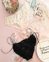 Panties Lady Ice Silk MidWaist Girly Star Lace Traceless Shorts Japanese Women039s5266622