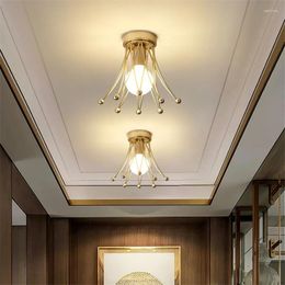 Ceiling Lights Golden Crown Bedroom Aisle Corridor Light Nordic Living Room Balcony Luxury Foyer Entrance Cloakroom Lamp