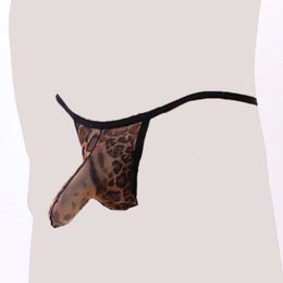 Men's Underwear, Mesh Leopard Print Thong, Elephant Nose Compartment, JJ Aeroplane Pants 482258