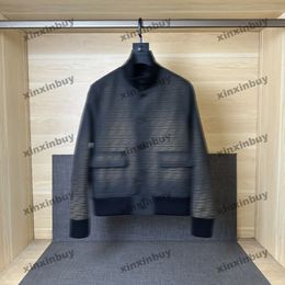 xinxinbuy 2024 Men designer Jacket Double letters Gradient letter jacquard fabric Denim jackets long sleeve women Black blue green M-4XL
