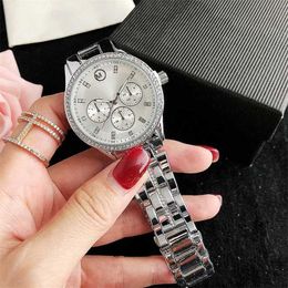36% OFF watch Watch Women Girl Diamond Crystal 3 Dials Style Metal Steel Band Quartz With M134