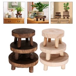 Kits Wood Round Bench Flower Pot Holder Plant and Succulent Flower Pot Base Display Stand Stool Home Garden Patio Decoration Shelf