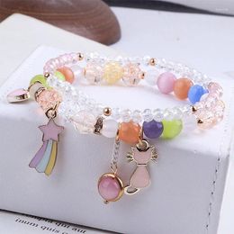Charm Bracelets Japanese And Korean Version Of Dancing Girl Crystal Bracelet For Women Female Bow Flower Pendant Gift