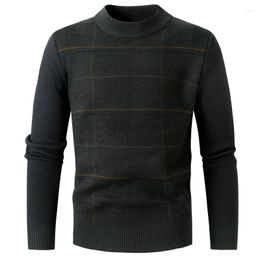 Men's Sweaters Round Neck Sweater Fashion Plaid Pullover Knitted Warm Casual Turtleneck Sweatwear Woolen Mens Winter Outdoor Tops