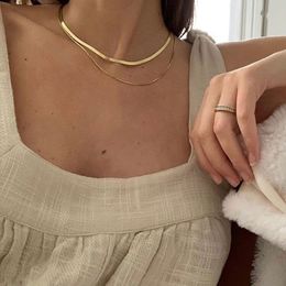 2020 Women Chokers Necklaces Punk Snake Chain Choker Colliers Ins Jewellery Female Wide Chains Necklace Vintage Bijoux266r