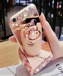 2021 New Silicone Case Antidrop Diamond Mirror Phone Case For iPhone 12 11 Pro Max XS XR 6 7 8 Girls Women Bling Diamond wRing C9345502