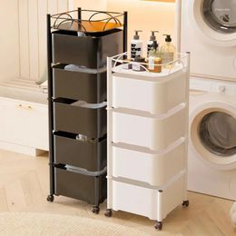 Hooks Nordic Wind Rotating Storage Shelves Bedroom Living Room Cosmetics Organizer Cart With Wheels Removable Cabinet