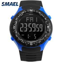 Sport Watch for Men 5Bar Waterproof SMAEL Watch S Shock Resist Cool Big Men Watches Sport Military 1342 LED Digital Wrsitwatches331D
