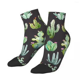 Men's Socks Polyester Low Tube Watercolor Cactus Pattern Breathable Casual Short Sock