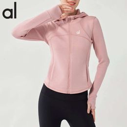 Lu Align Womens T-Shirt Outfit AL Women New Coat Air Layer Sports Top Fit Slim Waist Wrap Zipper Hooded Yoga Dress Long Sleeve Female Jogger Gry Lu-08 2024
