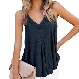 Women's Tanks V Neck Tank Top With Irregular Multi Hem Sleeveless Fashion Casual Strap Cotton Loose