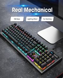 Red Switch Mechanical Keyboard Keycaps 104 Keys Real Gaming Keyboards LED USB Wired Teclado Mecanico Accessoire Gamer3496541