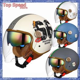 Motorcycle Helmets Helmet Jet For Scooter Bike UV Protective 3/4motorbike Cap Moto Moped Open Face Dual Visors 4seasons