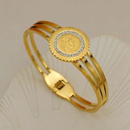 Adjustable Rooster Image Fashion 14k Gold Bracelet Exquisite Colorfast Womens Jewelry Cuff Bracelet For Women