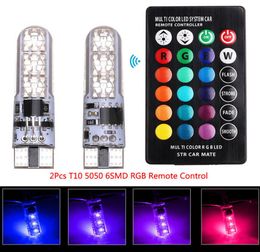 10X LED T10 Remote Control W5W 501 RGB Color Changing Car Wedge Sid Side Light Multi Demo Lamp Bulb With Controller Strobe5272818