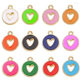 Charms 20pcs/lot Zinc Alloy Fittings Hollow Caring Mini Enamel Heart For DIY Fashion Jewelry Making Finding Accessories