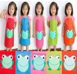 Fashion Cute Children Waterproof Apron Cartoon Frog Printed Painting Cooking6411888