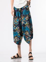 Batik Thai Harem Trousers Boho Festival Hippy Smock Waist Elephant Yoga Pants Rayon Drop Crotch Parachute pants For Men8347573