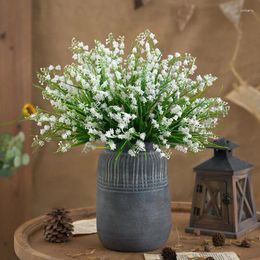 Decorative Flowers 2 Bunches Simulation Orchid Nordic Living Room Desktop Decoration Plastic Bouquet Wedding Bride Hand Stick