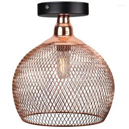 Ceiling Lights Nordic Restaurant Bar Chandelier Vintage Rose Gold Bird Cage Creative Living Room Bedroom Hanging Light Aisle E27