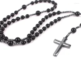 Pendant Necklaces Antique Religious Catholic Necklace Prayer Beads Rosary For Cross Holy Soil String E0BE