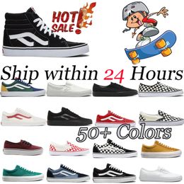 2024 Canvas Shoes Old Skool Casual Triples Black White high low Slip on men women Walking Jogging Breathable Fashion Outdoors Skateboard shoes 36-44 LOW PRICE