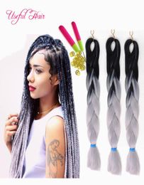 Premium marley 24inch Jumbo BRAIDS SYNTHETIC braiding hair two tone ombre Colour crochet hair extensions box crochet braids h5276290