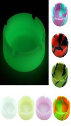 Glow in the dark Round Ashtray Portable cigarette Antiscalding Cigarette Holder Multicolor Smoking Accessories Heat resistant3037890