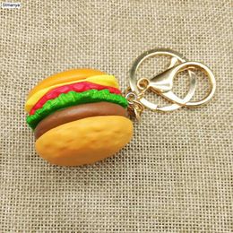 Keychains Hamburger Key Chain Men Simulation Pendant Keychain Women Charm Food Car Ring Party Gift Jewellery