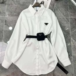 Sashes Blouse for Womens Designers Triangle Letter Shirts Tops Quality Chiffon Women's Blouses Sexy Coat with Waist Bag Pra Women's Shirt 4472