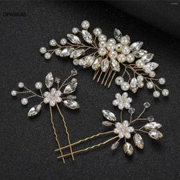 Hair Clips Freshwater Pearls Comb Crystal Wedding Sticks Set Barrettes Hairpins Jewellery Headpiece Accessories Headwear