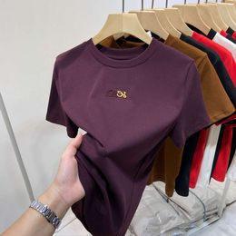 Designer Luxury Loes Classic Summer 2024 New designer crew-neck embroidered metal button-brushed short sleeve T-shirt