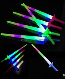 Lighted Giftstelescopic Glow Stick Flash Toy Fluorescent Sword Concert Christmas Carnival Toys Led Light Luminous Sticks 4 Secti1231205