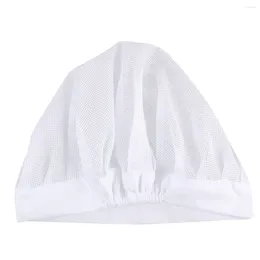 Berets Curly Hair Sleeping Cap Wide-brimmed Elastic Cotton Hat Mesh Breathable White Women's