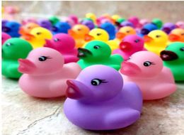 Animals Colourful Soft Rubber Float Squeeze Sound Squeaky Bath Toys Classic Rubber Duck Plastic Bathroom Swimming Toys Gifts1404439