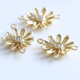 Charms One Piece Premium Gold Plated Brass Base Link - Flower 13x10mm (19207Z)