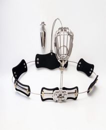 Belt Stainless Steel Device With Anal Plug Scrotum Groove Cock Cage BDSM Sex Toys For Men Penis Lock4356632