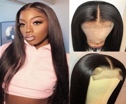 Ishow Straight 4x4 Human Hair Lace Front Wigs Brazilian Kinky Curly 4x4 Transparent Swiss Lace Closure Wig Peruvian Body Wave Loos9801871