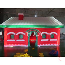 屋外アクティビティ6x4x3.5mh（20x13x11.5ft）クリスマスハウスインフレータブルサンタ洞窟、装飾用の白い光のプロテストテント