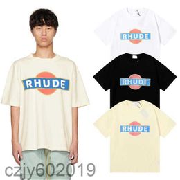 Дизайнерские мужские футболки rhude футболка Модная одежда Футболки Хип-хоп Футболки Rhude Vintage Racer Минималистские мужские футболки с принтом Свободная посадка Пара Повседневная летняя футболка