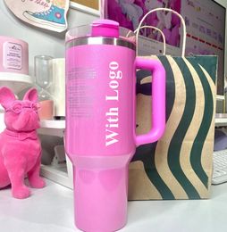 Winter Cosmo Pink Cobranded Red Holiday 1:1 With Logo 40oz Quencher H2.0 Stainless Steel Tumblers Cups With Handle Lid and Straw Travel Car Mugs Water Bottles 0303