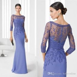 Modest 34 Long Sleeve Mermaid Mother of Bride Groom Dress Lace Appliques Top Beaded Long Formal Prom Evening Gowns Custom Made Mo2685542
