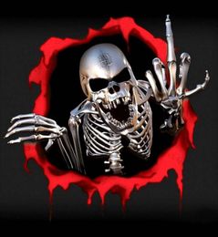 3D Car Sticker Metal Skeleton Skull Bullet Hole Funny Cool Stickers Auto Automobile Decals Car Styling Motorcycle Covers8374810