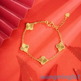 2024 Jewellery Designer Brand Vanl Cleefl Arpelssha Jin Wu Hua Four Leaf Grass Bracelet Womens Versatile Long Lasting Colourless End