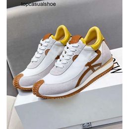Lowees Calfskin Runner Luxury Sneaker Shoes Brand Leather Flow Nylon Suede Lace-up Discount Trainers Rubber Sole Platform Skateboard Walking EU38-46
