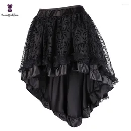 Skirts Steampunk Vintage Corset Skirt Plus Size 6XL Black Coffee Back Zipper Closure Lace Overlay Gothic Asymmetrical #937